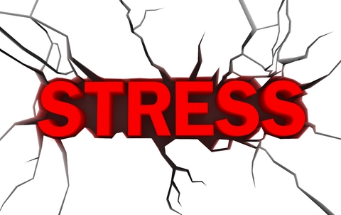 cracks around the word stress